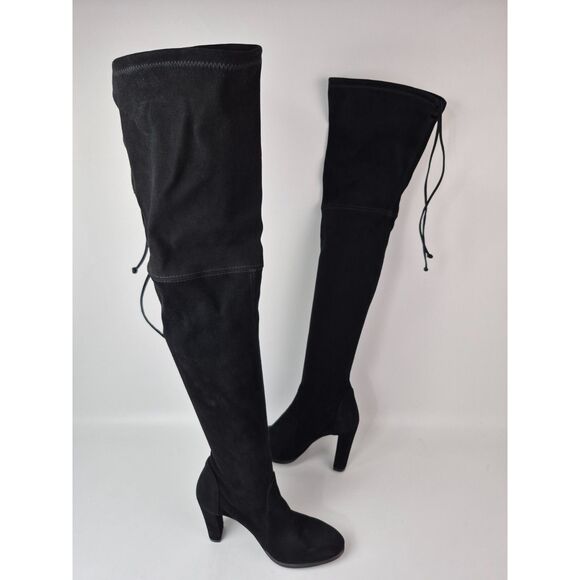 Stuart Weitzman Women's Black Highland Heel Suede Over The Knee Boots Size 7 B - Picture 3 of 7